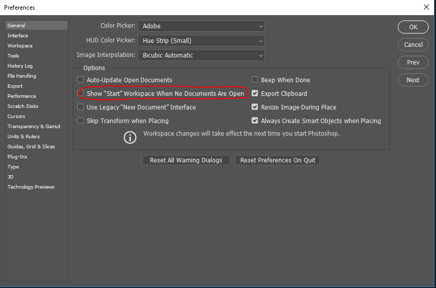 Preferences screen shot